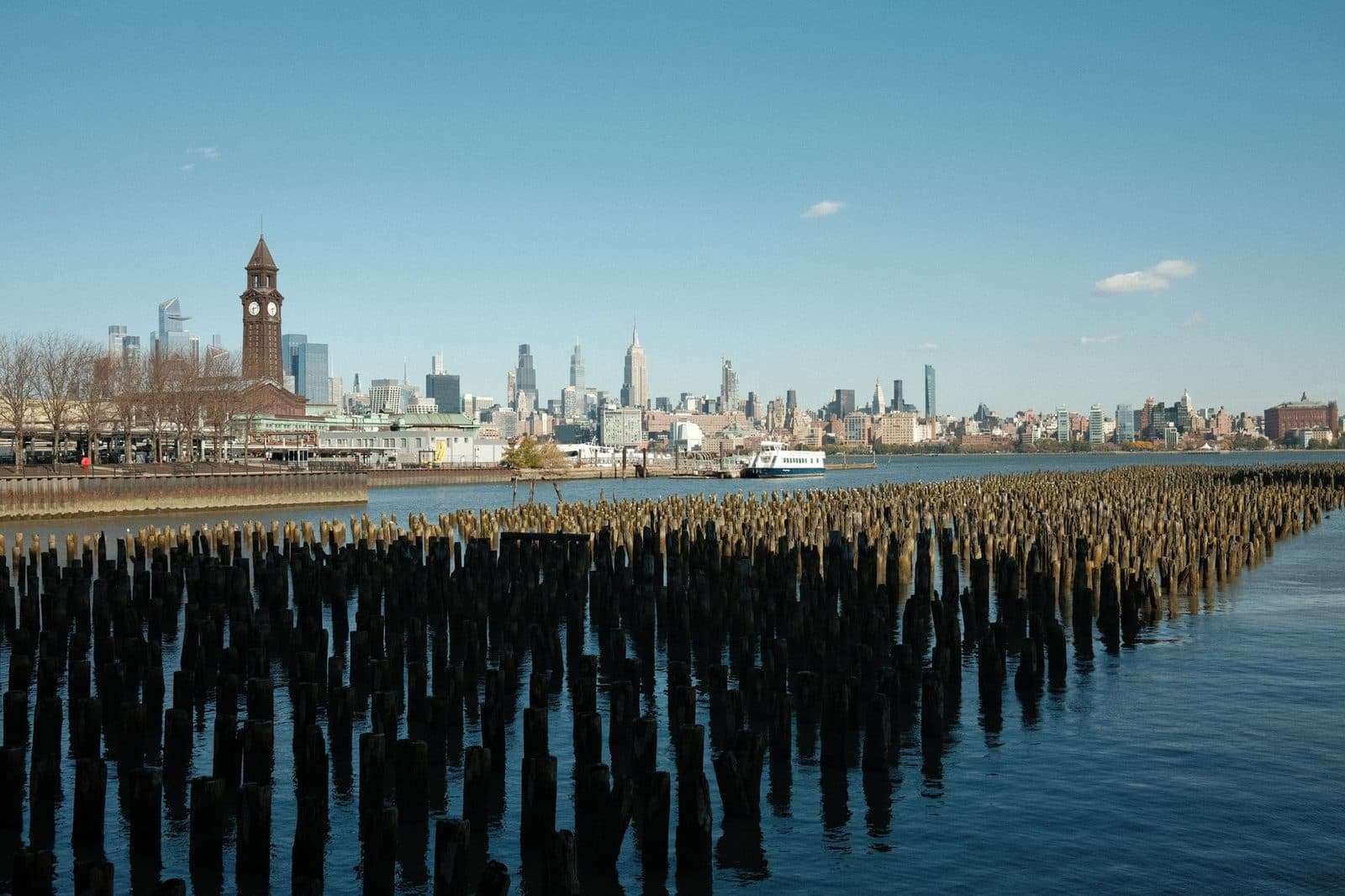 The Hoboken, New Jersey waterfront with the Manhattan skyline across the Hudson River